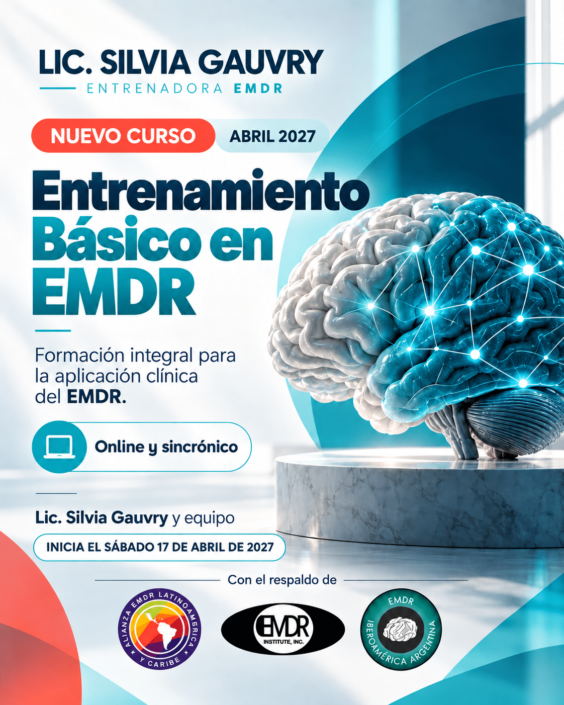 Flyer del entrenamiento básico en EMDR, inicio 17 de abril de 2027